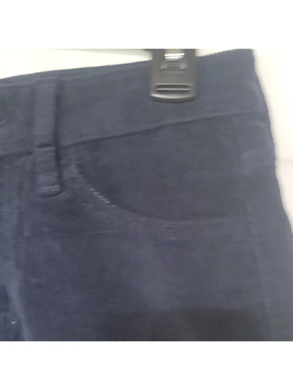 Corduroy Navy Blue Mini Skirt With Frayed Hem & Front Button Closure Size 5/27W - Picture 11 of 15